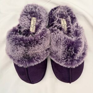Jessica Simpson Plush Purple Slippers